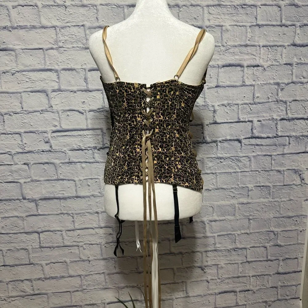 Frederick’s of Hollywood exxtreme cleavage animal camo corset